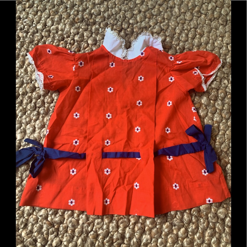 VTG Girls Red Floral Dress